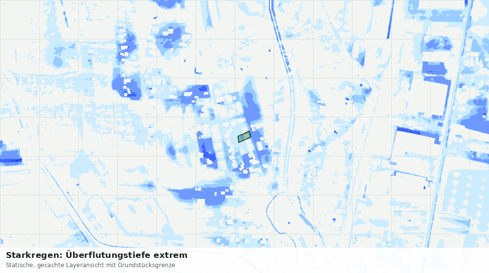 Statische Kartenansicht: Starkregen: Überflutungstiefe extrem