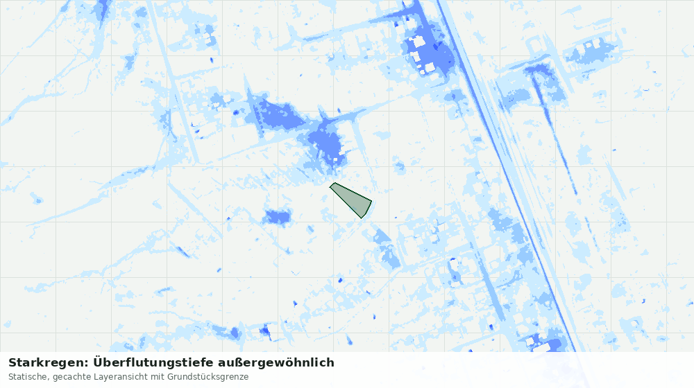 Statische Kartenansicht: Starkregen: Überflutungstiefe außergewöhnlich