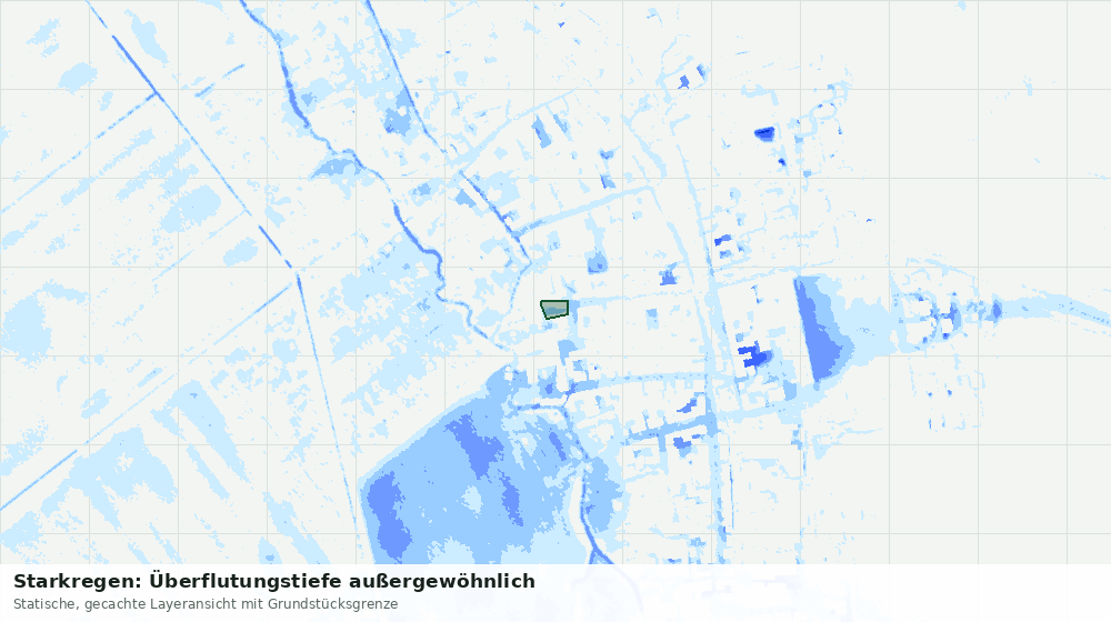 Statische Kartenansicht: Starkregen: Überflutungstiefe außergewöhnlich