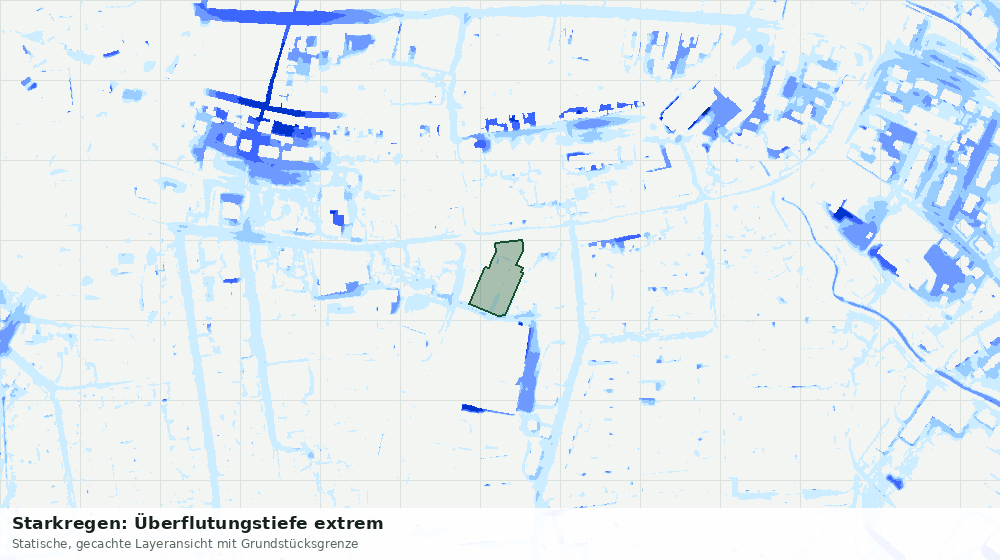 Statische Kartenansicht: Starkregen: Überflutungstiefe extrem