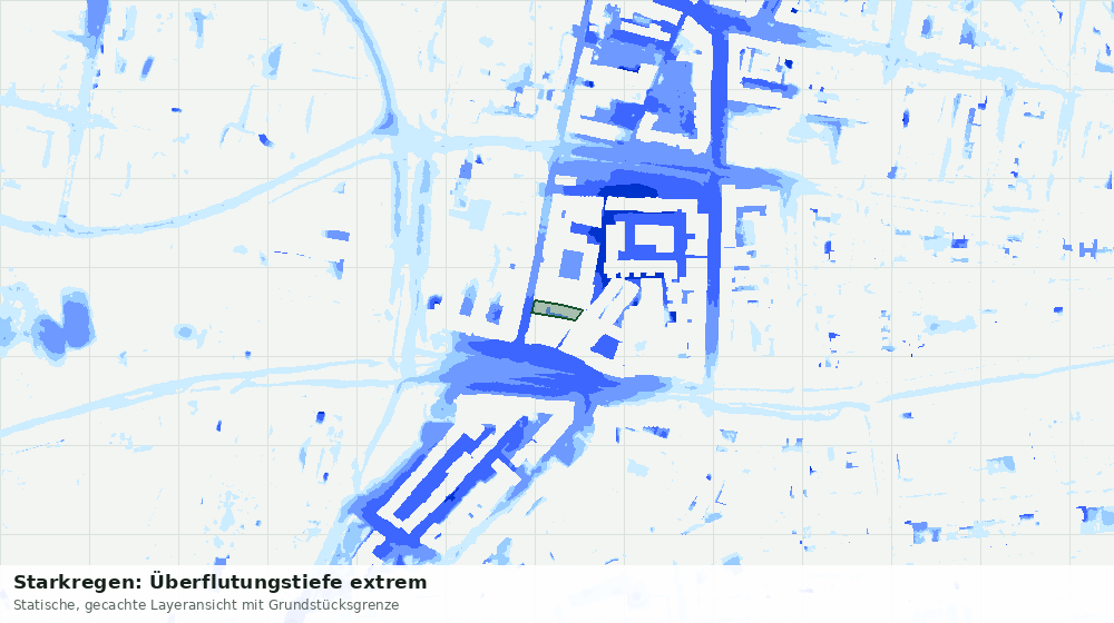 Statische Kartenansicht: Starkregen: Überflutungstiefe extrem