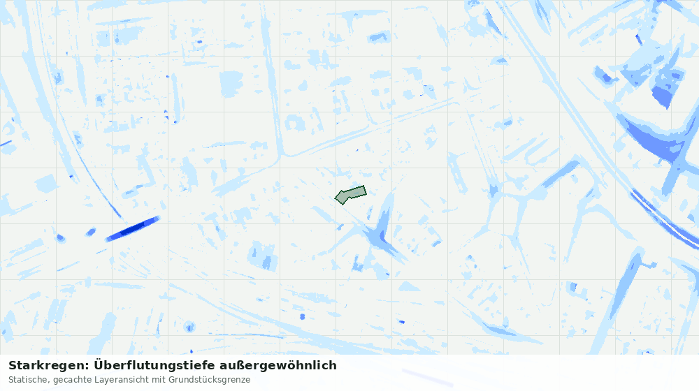 Statische Kartenansicht: Starkregen: Überflutungstiefe außergewöhnlich