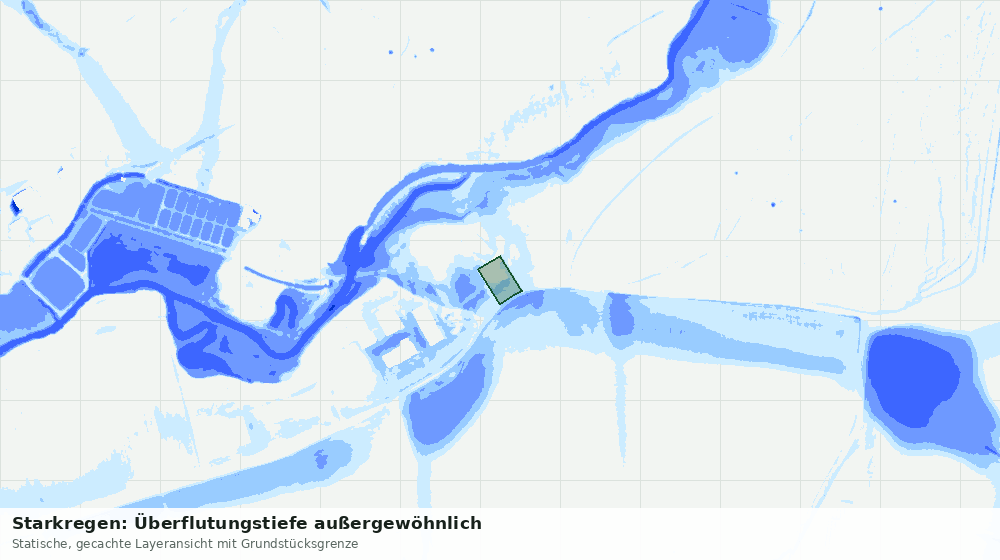 Statische Kartenansicht: Starkregen: Überflutungstiefe außergewöhnlich