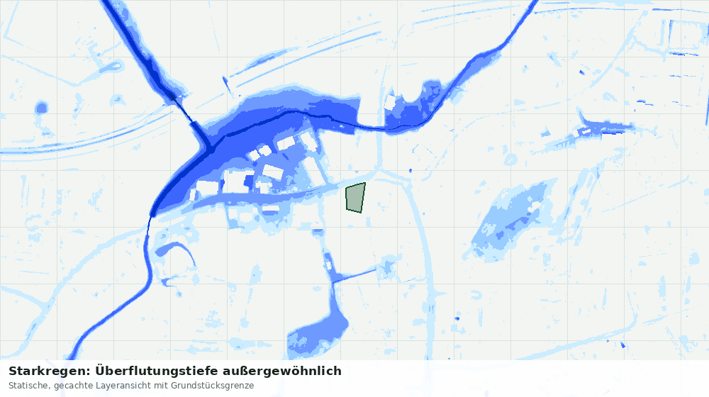 Statische Kartenansicht: Starkregen: Überflutungstiefe außergewöhnlich