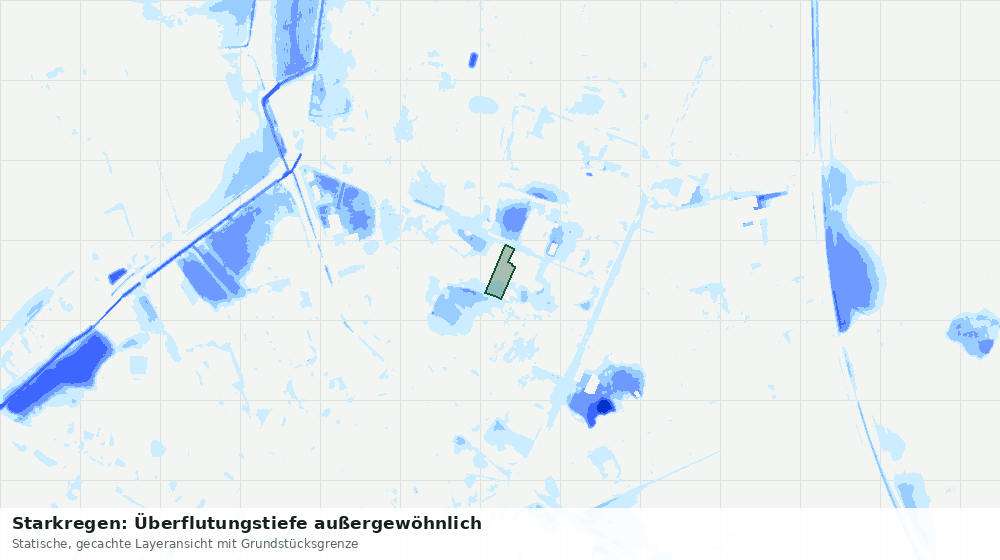 Statische Kartenansicht: Starkregen: Überflutungstiefe außergewöhnlich