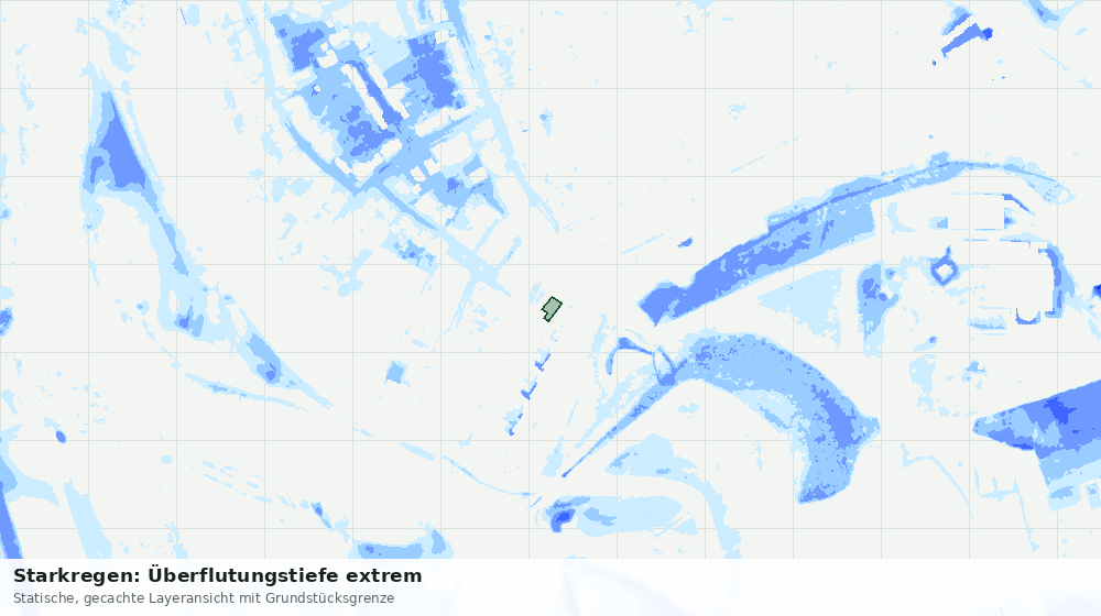 Statische Kartenansicht: Starkregen: Überflutungstiefe extrem