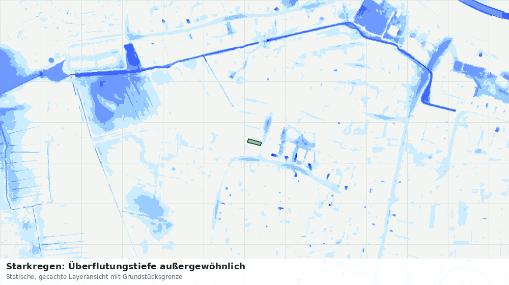 Statische Kartenansicht: Starkregen: Überflutungstiefe außergewöhnlich