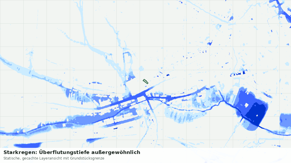 Statische Kartenansicht: Starkregen: Überflutungstiefe außergewöhnlich