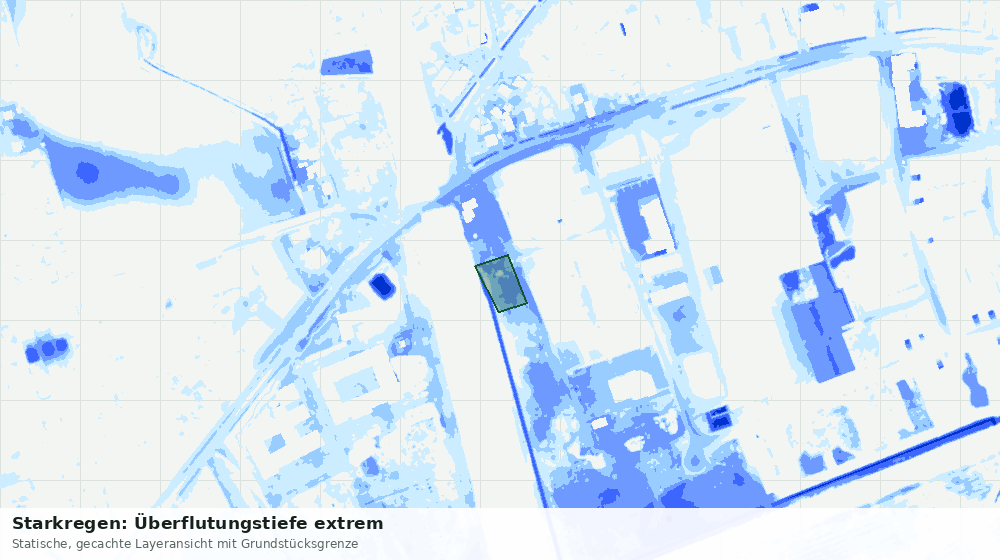 Statische Kartenansicht: Starkregen: Überflutungstiefe extrem
