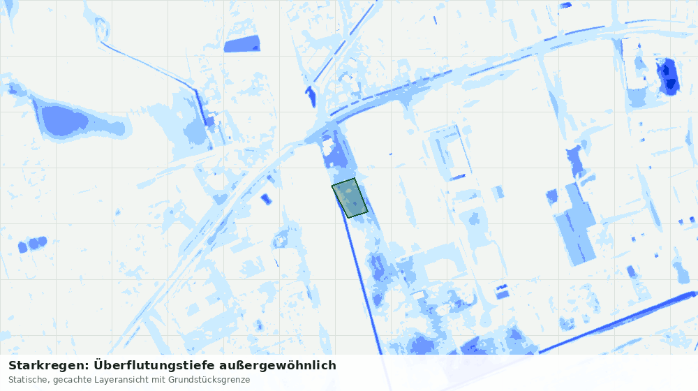 Statische Kartenansicht: Starkregen: Überflutungstiefe außergewöhnlich