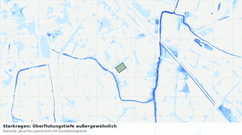 Statische Kartenansicht: Starkregen: Überflutungstiefe außergewöhnlich