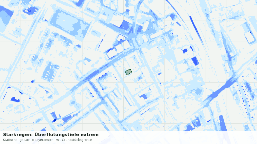 Statische Kartenansicht: Starkregen: Überflutungstiefe extrem