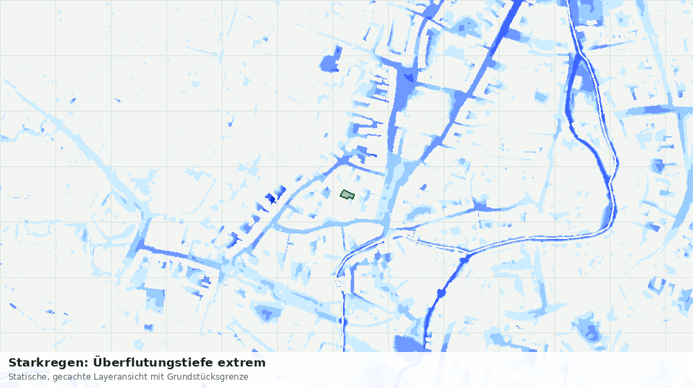 Statische Kartenansicht: Starkregen: Überflutungstiefe extrem