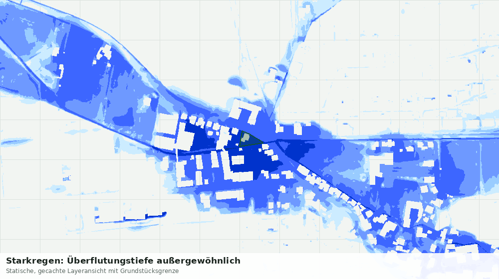 Statische Kartenansicht: Starkregen: Überflutungstiefe außergewöhnlich
