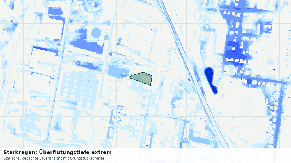 Statische Kartenansicht: Starkregen: Überflutungstiefe extrem