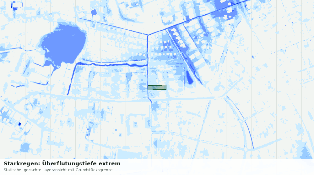 Statische Kartenansicht: Starkregen: Überflutungstiefe extrem