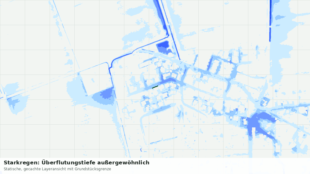 Statische Kartenansicht: Starkregen: Überflutungstiefe außergewöhnlich