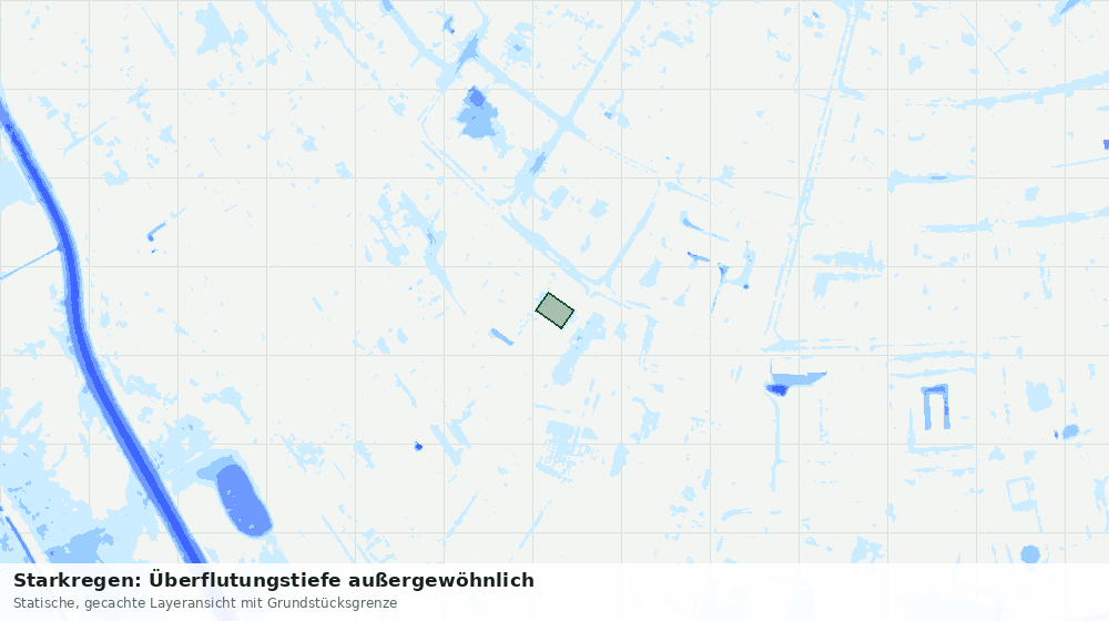 Statische Kartenansicht: Starkregen: Überflutungstiefe außergewöhnlich