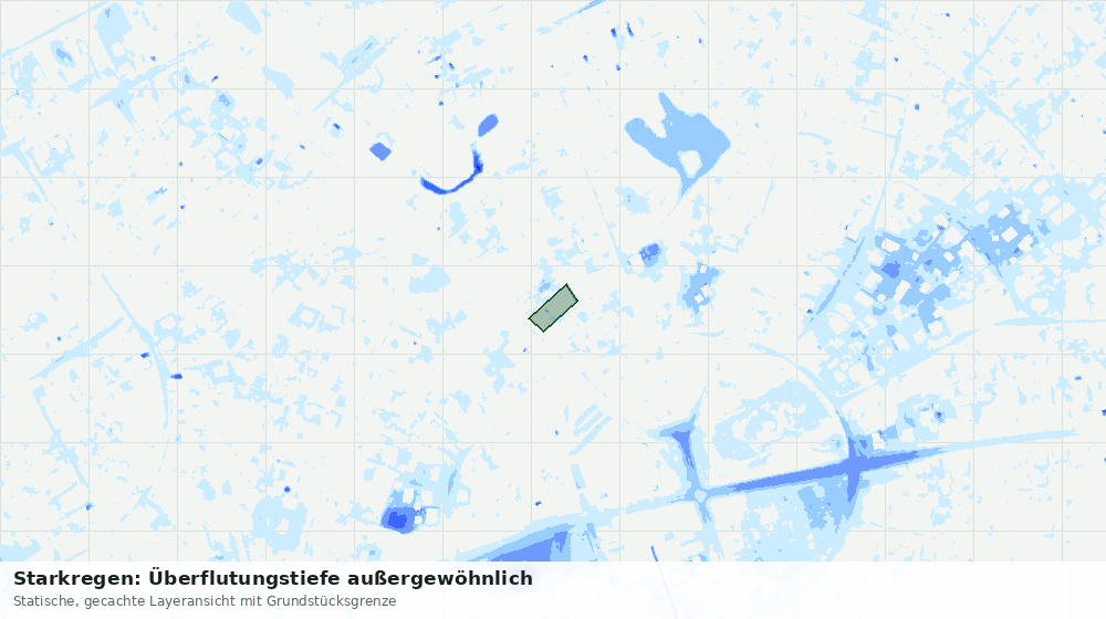Statische Kartenansicht: Starkregen: Überflutungstiefe außergewöhnlich
