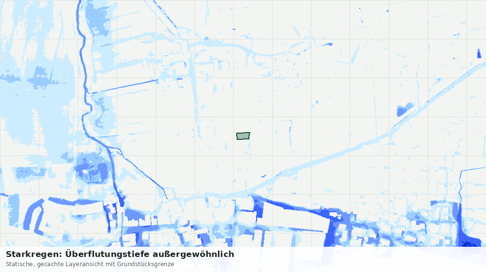 Statische Kartenansicht: Starkregen: Überflutungstiefe außergewöhnlich