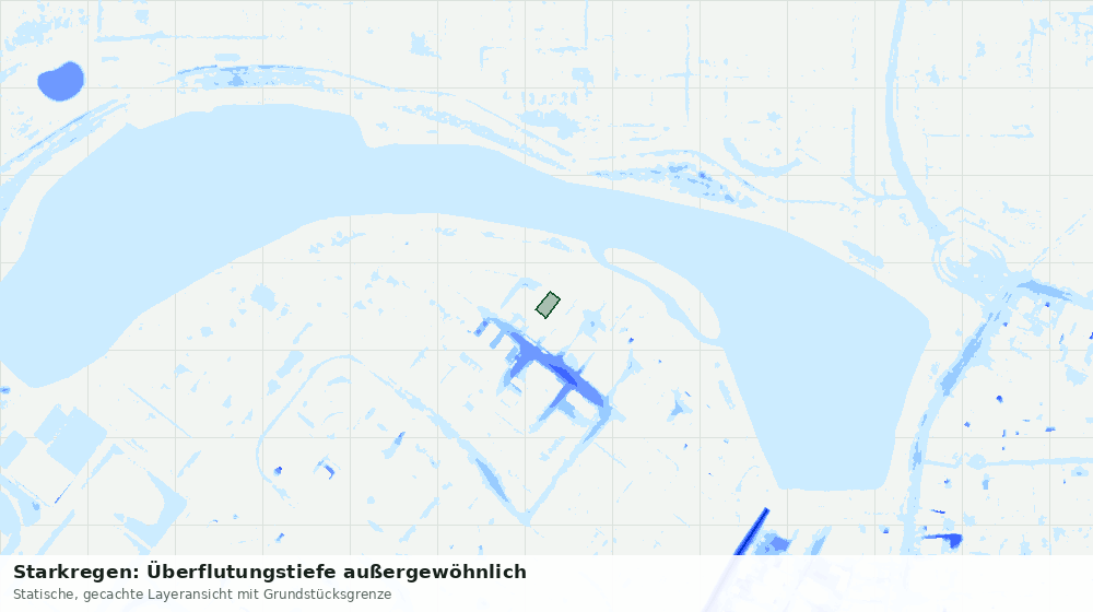Statische Kartenansicht: Starkregen: Überflutungstiefe außergewöhnlich
