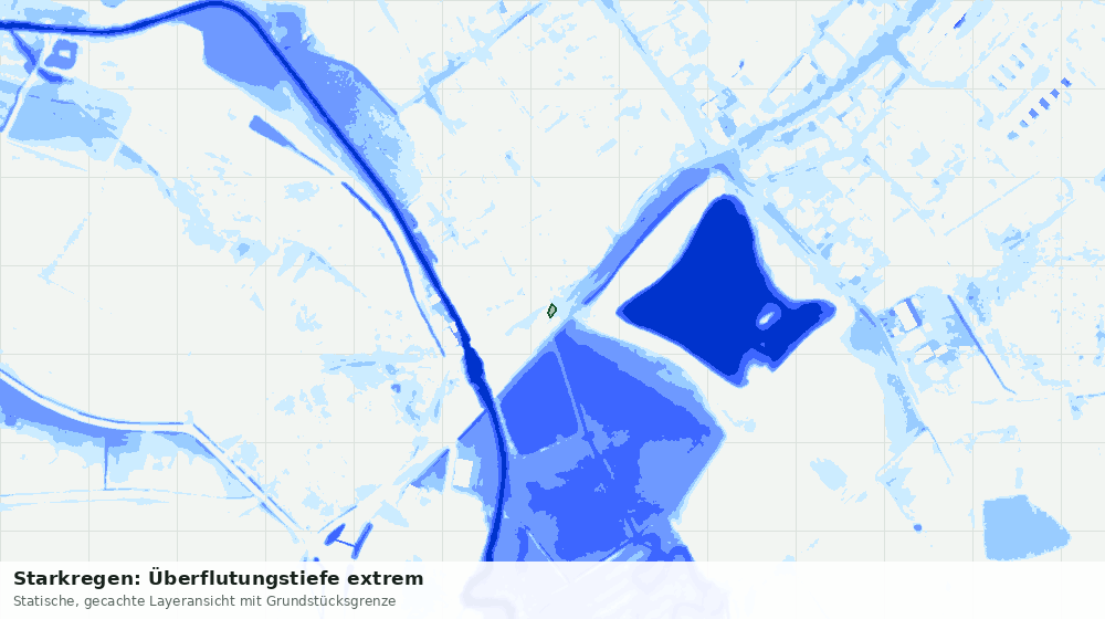 Statische Kartenansicht: Starkregen: Überflutungstiefe extrem