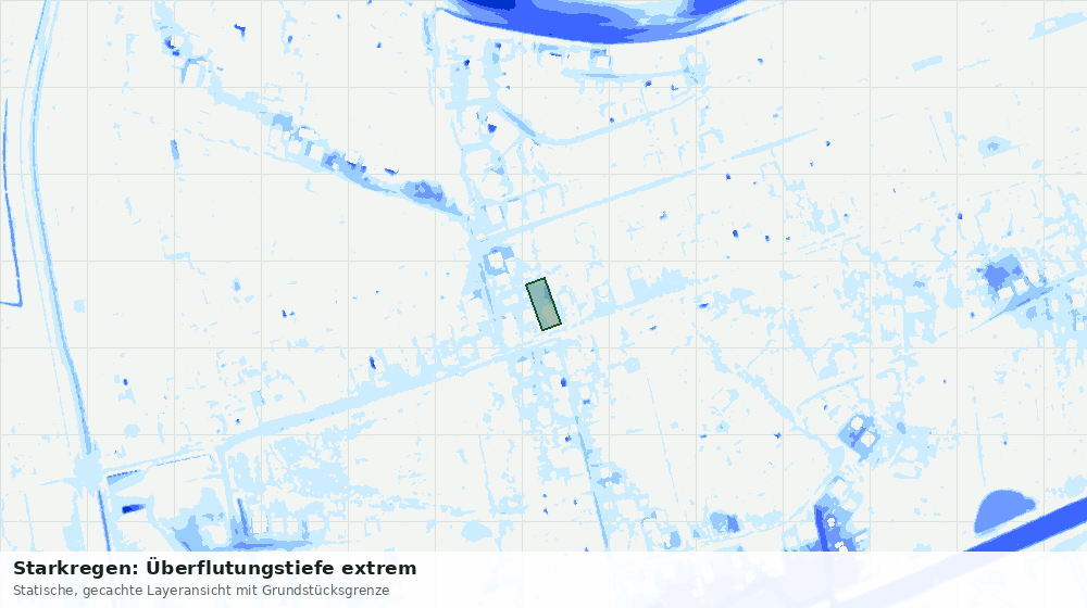 Statische Kartenansicht: Starkregen: Überflutungstiefe extrem