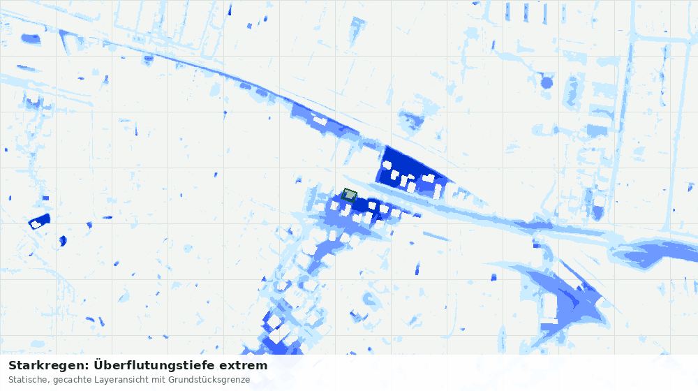 Statische Kartenansicht: Starkregen: Überflutungstiefe extrem