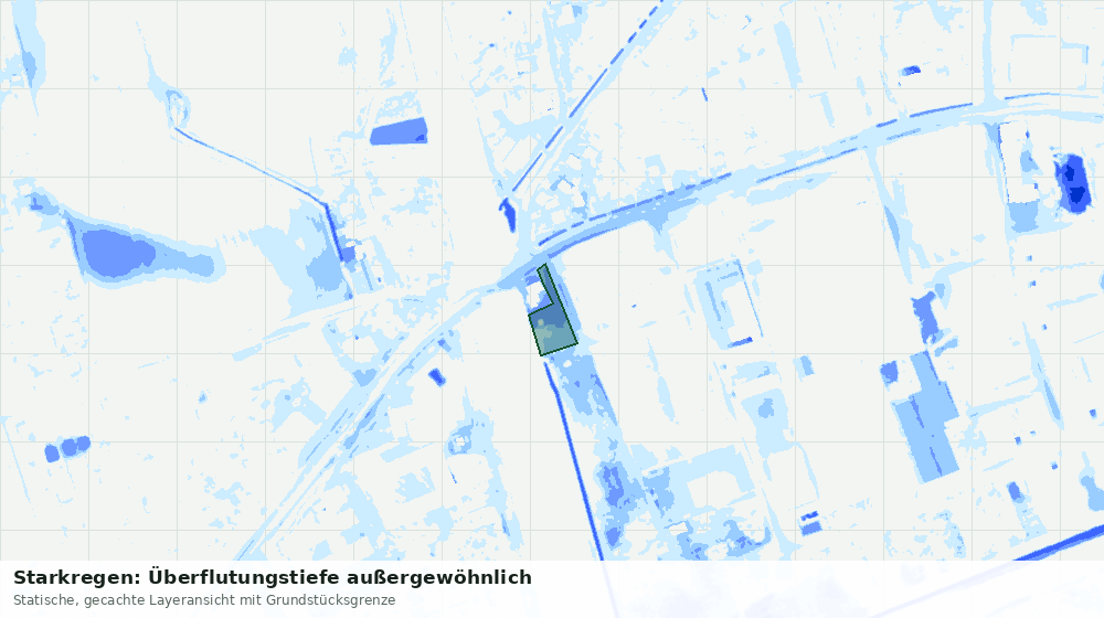 Statische Kartenansicht: Starkregen: Überflutungstiefe außergewöhnlich