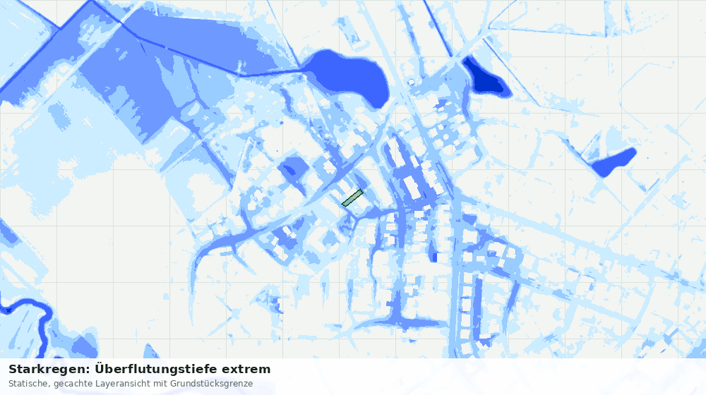 Statische Kartenansicht: Starkregen: Überflutungstiefe extrem