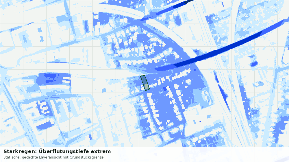 Statische Kartenansicht: Starkregen: Überflutungstiefe extrem