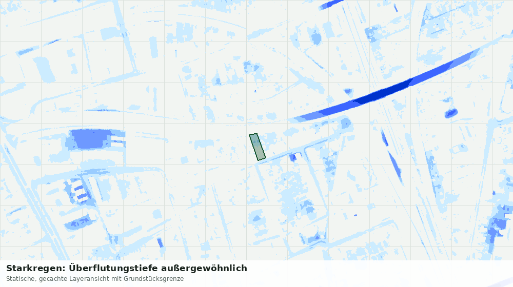 Statische Kartenansicht: Starkregen: Überflutungstiefe außergewöhnlich