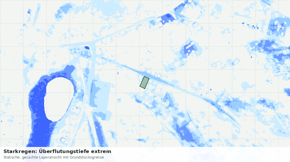 Statische Kartenansicht: Starkregen: Überflutungstiefe extrem