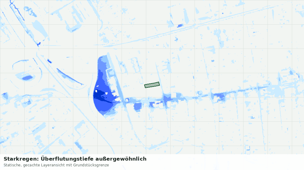Statische Kartenansicht: Starkregen: Überflutungstiefe außergewöhnlich