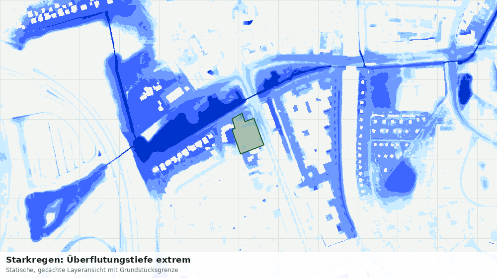 Statische Kartenansicht: Starkregen: Überflutungstiefe extrem