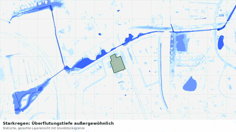 Statische Kartenansicht: Starkregen: Überflutungstiefe außergewöhnlich