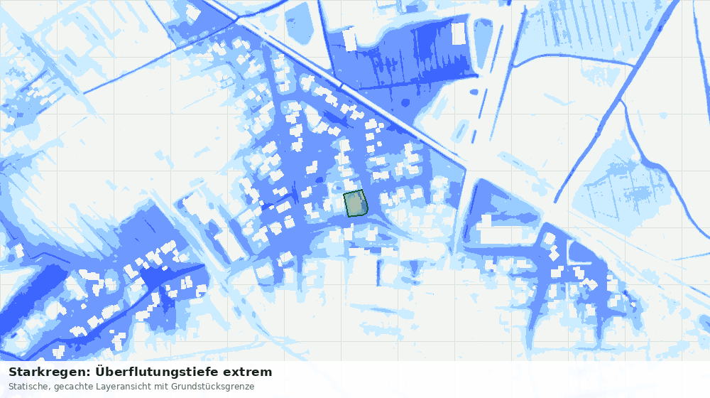 Statische Kartenansicht: Starkregen: Überflutungstiefe extrem