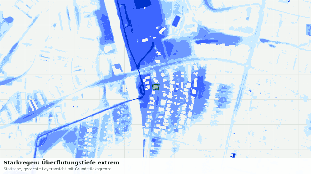 Statische Kartenansicht: Starkregen: Überflutungstiefe extrem