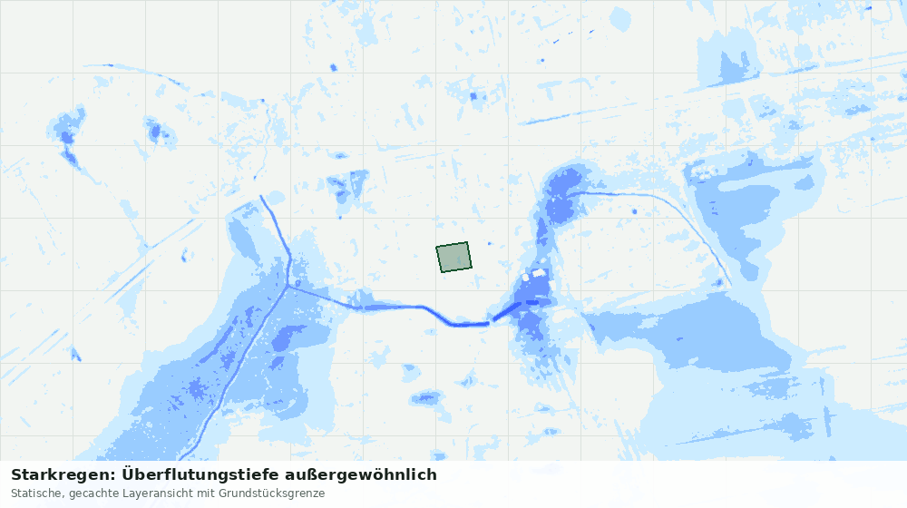 Statische Kartenansicht: Starkregen: Überflutungstiefe außergewöhnlich
