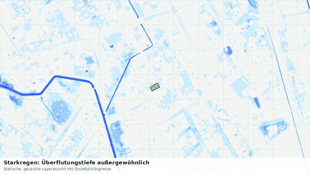 Statische Kartenansicht: Starkregen: Überflutungstiefe außergewöhnlich