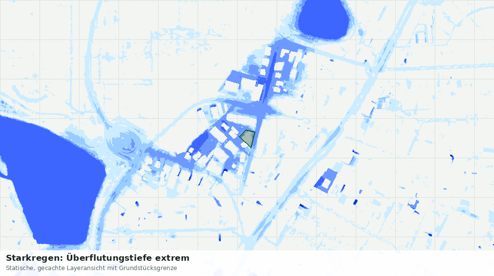 Statische Kartenansicht: Starkregen: Überflutungstiefe extrem