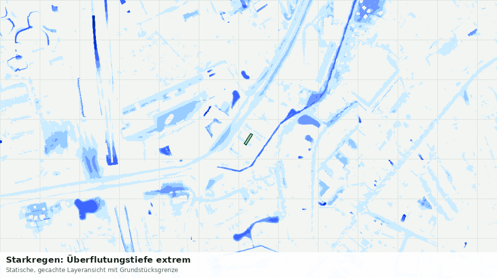 Statische Kartenansicht: Starkregen: Überflutungstiefe extrem