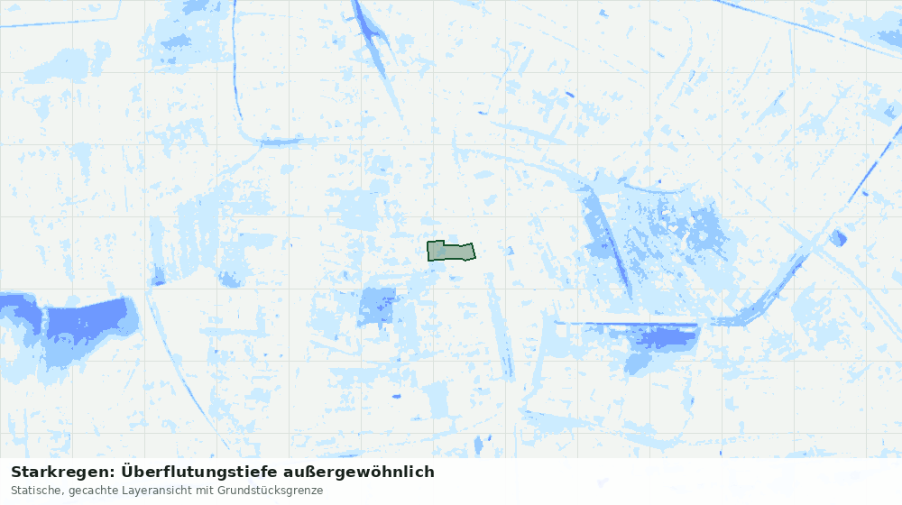 Statische Kartenansicht: Starkregen: Überflutungstiefe außergewöhnlich