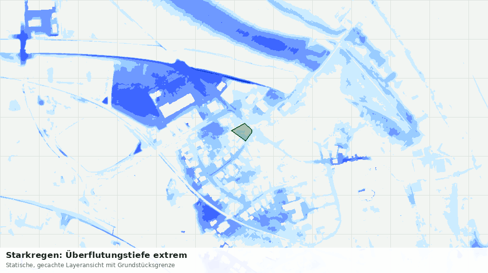 Statische Kartenansicht: Starkregen: Überflutungstiefe extrem