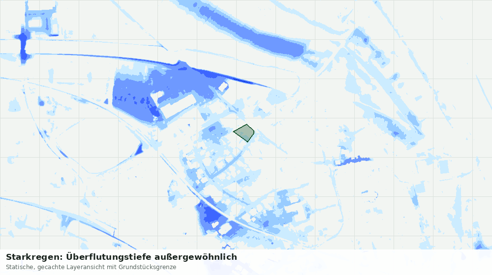 Statische Kartenansicht: Starkregen: Überflutungstiefe außergewöhnlich