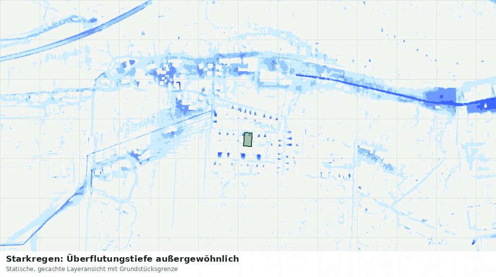 Statische Kartenansicht: Starkregen: Überflutungstiefe außergewöhnlich
