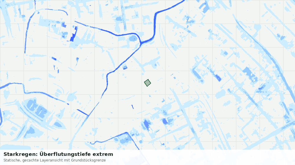 Statische Kartenansicht: Starkregen: Überflutungstiefe extrem