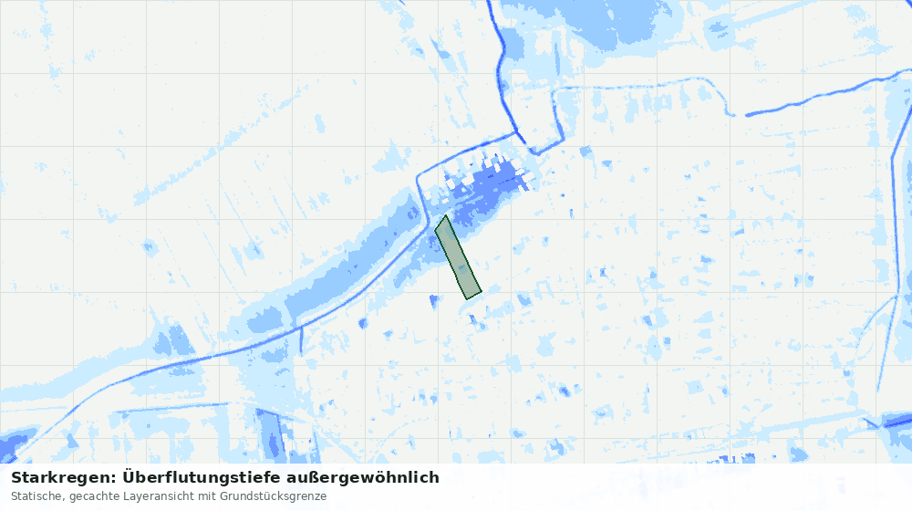 Statische Kartenansicht: Starkregen: Überflutungstiefe außergewöhnlich