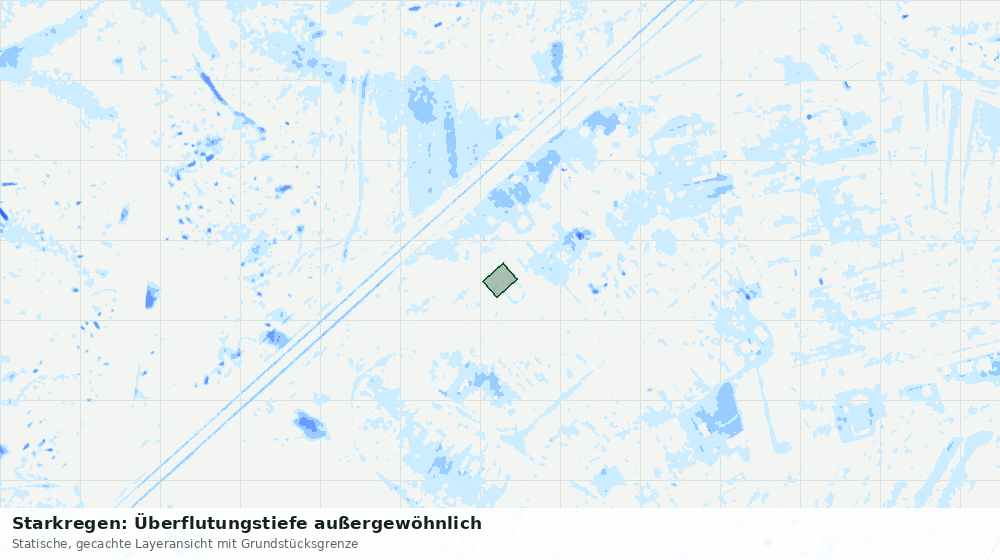 Statische Kartenansicht: Starkregen: Überflutungstiefe außergewöhnlich