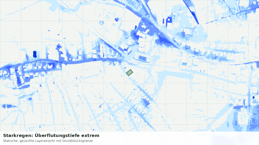 Statische Kartenansicht: Starkregen: Überflutungstiefe extrem